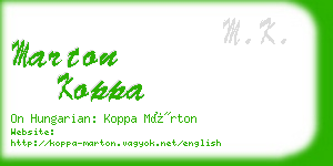 marton koppa business card